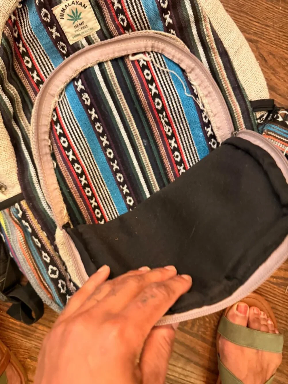 Bohemian Striped Backpack with Tree Design